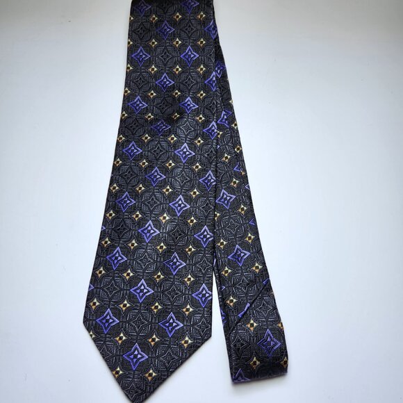 Robert Talbott Men's Necktie Silk Best of Class Geometric Black Purple Y… - Picture 2 of 7
